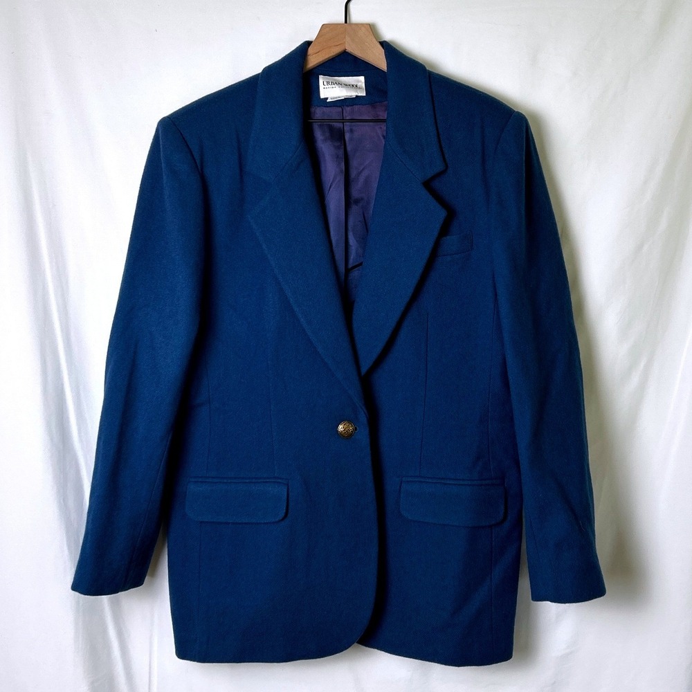 Urban Wool Womens Merino Wool Single Button Blazer Jacket Plus Size 18 Teal Blue